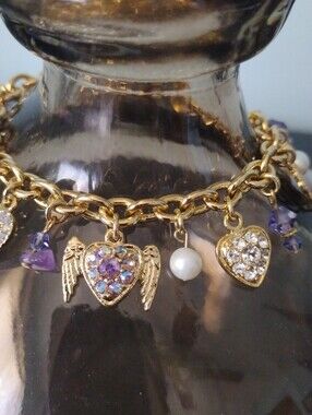 Kirks Folly Hearts Gold-Plated Charm Bracelet